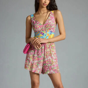 Anthropologie Plenty by Tracy Reese Cinched Tie-Back Romper